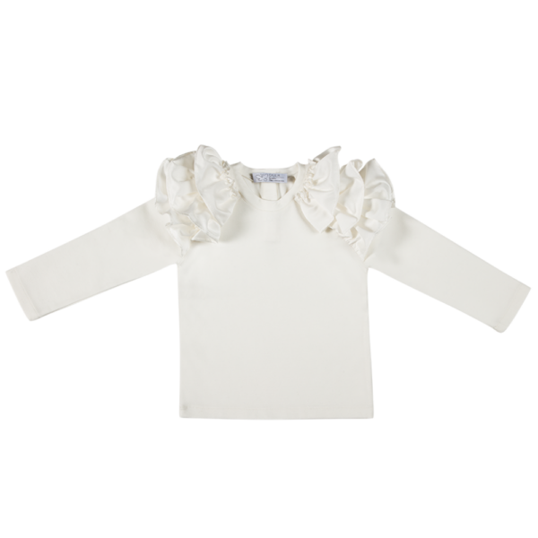 maglia bianca in cotone invernale da bambina fino a 5 anni